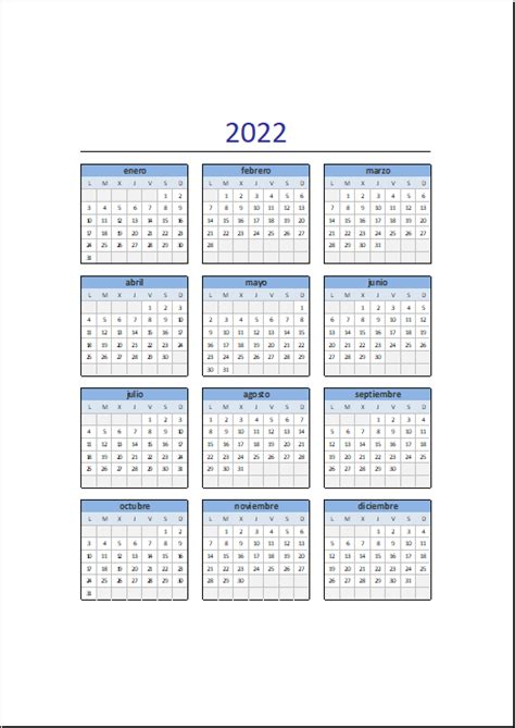Calendario Excel 2022 Con Dias Feriados Chile