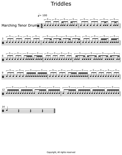 Triddles Sheet Music For Marching Tenor Drums