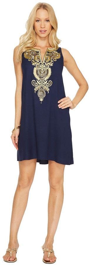 Lilly Pulitzer Shift Dress Navy With Gorgeous Gold Embellishment