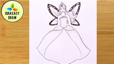 easy barbie doll drawing how to draw a beautiful barbie fairy barbie girl pencil sketch