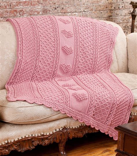 Aran Hearts Throw Baby Girl Crochet Blanket Afghan Crochet Patterns