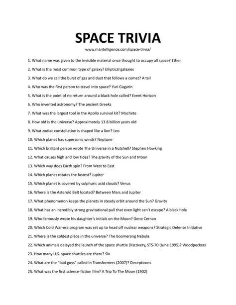 33 Space And Astronomy Trivia Questions And Answers Easy To Hard