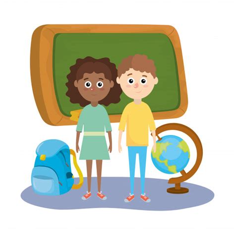 Descargue imagen vectorial de escuela primaria. Dibujos animados de la escuela primaria | Vector Premium