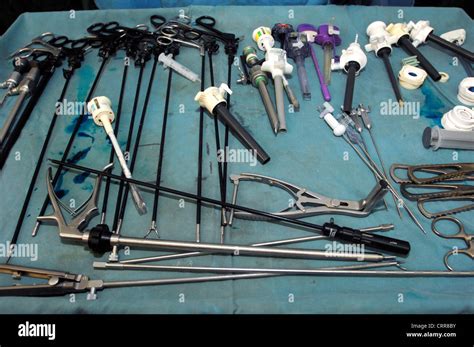 A Range Of Laparoscopic Equipment Used For Surgery Stock Photo Alamy