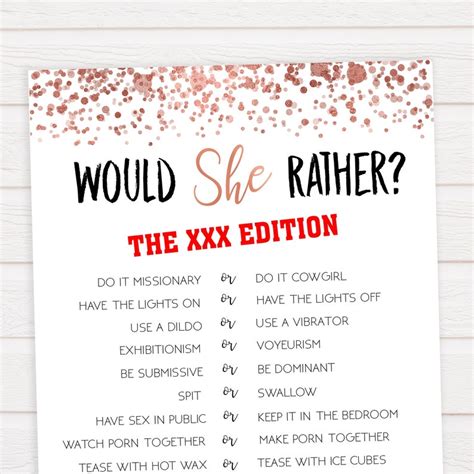 Dirty Would She Rather Rude Bachelorette Game Idea Rose Etsy