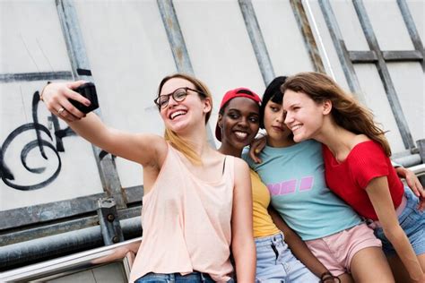 Premium Photo Group Of Diverse Women Taking Selfie Together