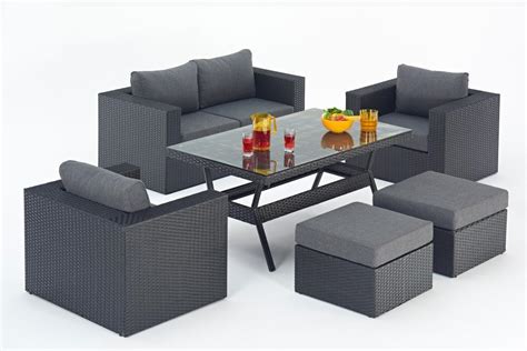 Black rattan garden furniture asda delivery. Prestige Black Rattan Sofa Set with Dining Table - Homegenies