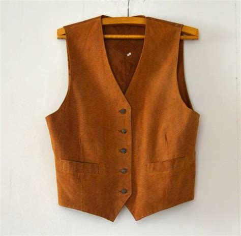Vintage Brown Leather Vest Men Country Cowboy Waistcoat Etsy