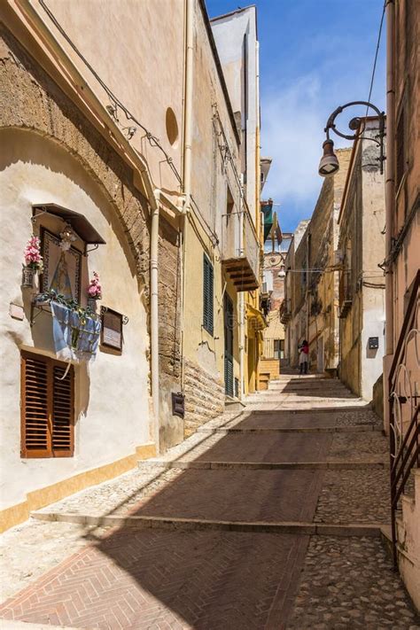 Beautiful Shot Of An Alleyway In The Old Town Of Sciacca Sicily Italy