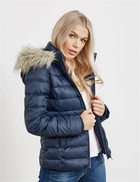 tommy hilfiger essential down jacket navy blue lyst