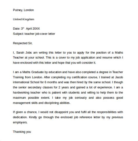 It is similar to a cover letter in that its aim is to show why one is qualified to apply for such a position. Example Of Application Letter For Teacher Pdf