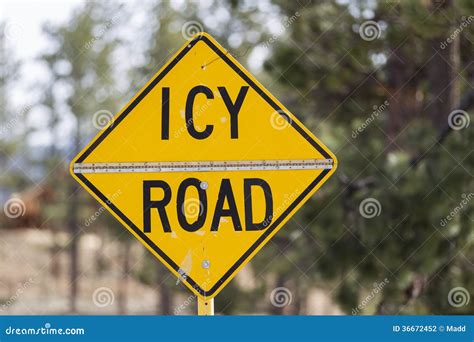 Icy Road Stock Photo Image Of States Danger Yellow 36672452