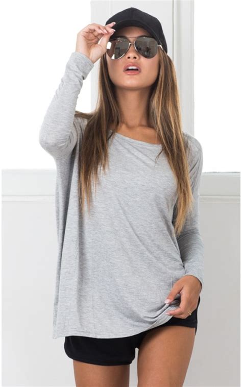 Slouch Top In Grey Showpo Fashion Tops Favorite Outfit