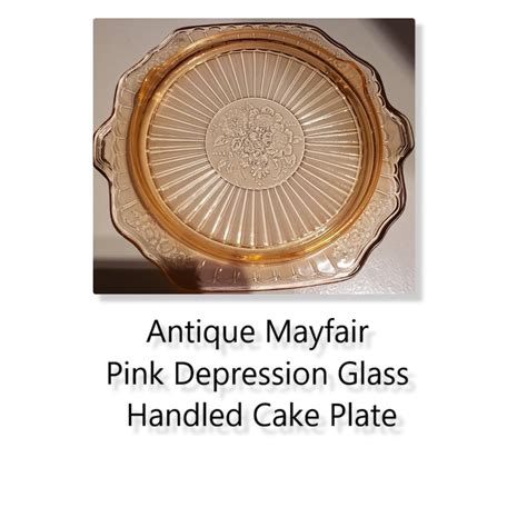 Antique Mayfair Pink Depression Glass Handled Cake Plate By Etsy