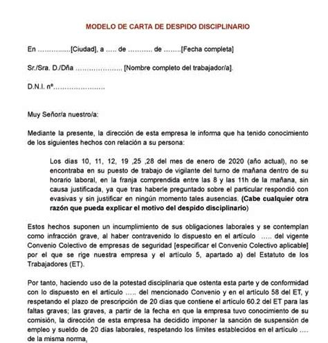 Modelo De Carta De Despido Disciplinario Abogados En Madrid My Xxx