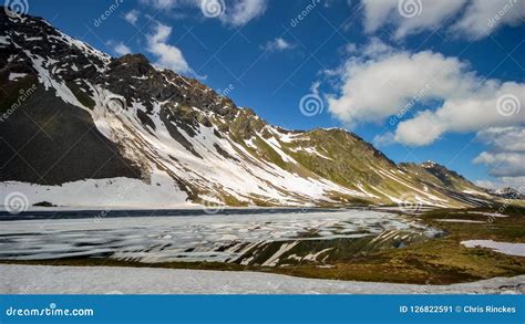 A Lake On The Fluela Pass In Graubunden Switzerland Stock Image
