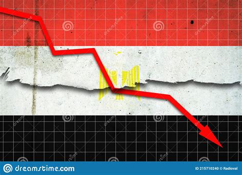 Fall Of The Egypt Economy Recession Graph With A Red Arrow On The Egypt Flag Economic Decline