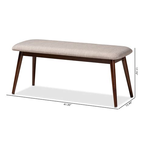 The modrest kennedy modern walnut dining bench exudes a polished appeal featuring a walnut veneer finish with a silky black metal support bar. Baxton Studio Flora Mid-Century Modern Light Grey Fabric ...