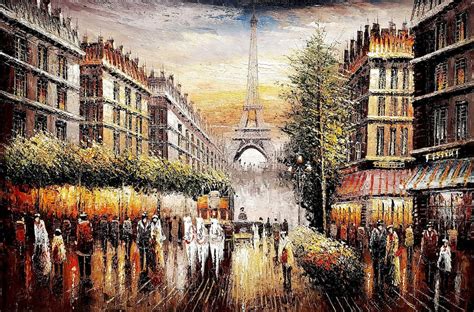 Cityscape Paris Street Oil Painting On Canvas Etsy