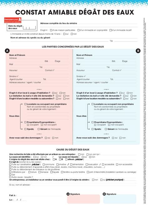 Constat Amiable Degat Des Eaux Fichier Pdf