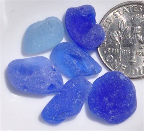 6 Blue Sea Glass Pieces Authentic Rare Beach Glass Jewelry Etsy