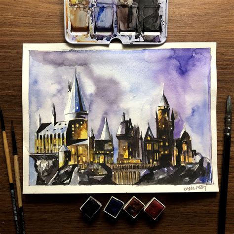 Hogwarts Watercolor Drawing Ersnmert Rharrypotter