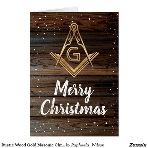 Rustic Wood Gold Masonic Christmas Cards Zazzle Masonic Symbols