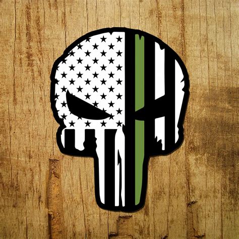 You'd recognize the iconic punisher's skull logo anywhere. Thin Green Line of Courage Punisher Skull Decal - InShane Designs