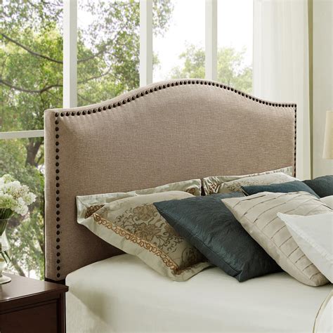 Better Homes And Gardens Grayson Linen Headboard With Nailheads Oatmeal