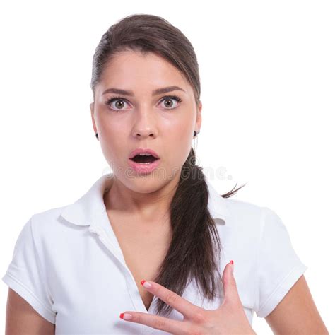 When you're awed by something, you're amazed and maybe a little bit intimidated by it. Casual woman awed stock image. Image of model, polo, happy ...