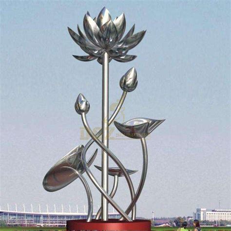 Outdoor Metal Art Statue Large Lotus Flower Stainless Steel Sculpture