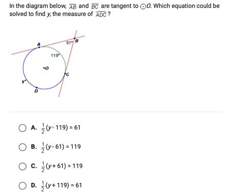 In The Diagram Below Ab And Bc Are Tangent To O What Is