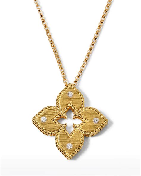 Roberto Coin Venetian Princess 18k Diamond Open Flower Necklace