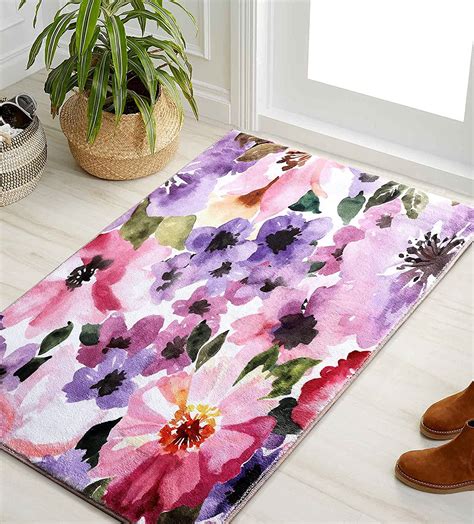 Modern Flowers Area Rugs 2x3 Faux Wool Soft Watercolor Floral