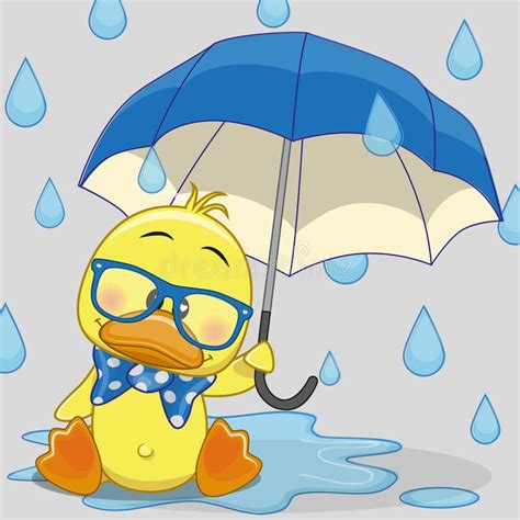 Duck With Umbrella Greeting Card Duck With Umbrella Stock Illustration