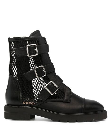 Stuart Weitzman Sydney Mesh Panel Combat Boots In Black Lyst