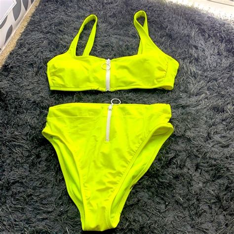 Target Swim High Waisted Neon Yellow Bikini Set Poshmark