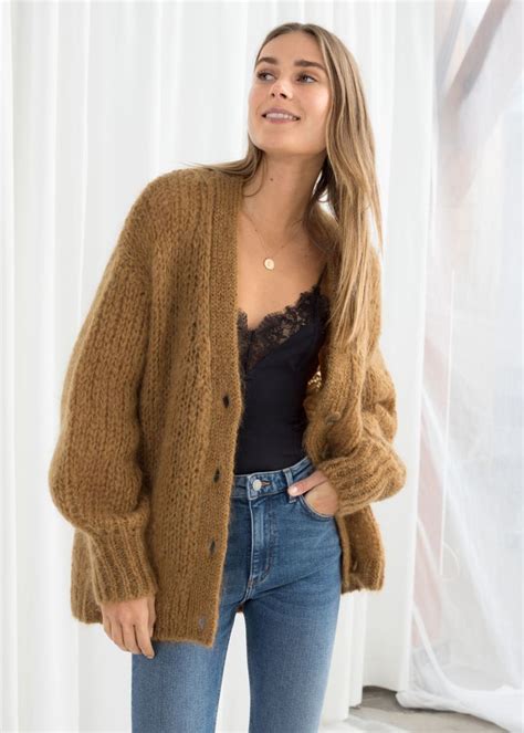 Oversized V Neck Cardigan Brown Cardigans And Other Stories