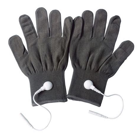 2 Pairspack Conductive Massage Gloves Physiotherapy Electrotherapy Electrode Gloves Deep Gray