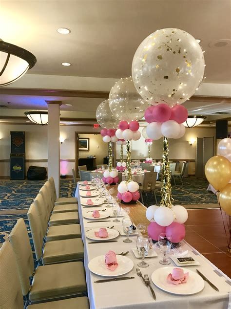 Jumbo Balloon Centerpieces Pink And Gold Party Ideas Centerpiece