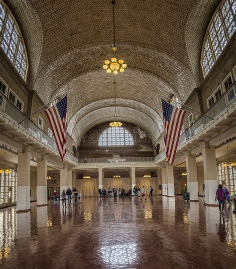 Vertical Shot Of The Great Hall Ellis Island Immigration Museum Ellis