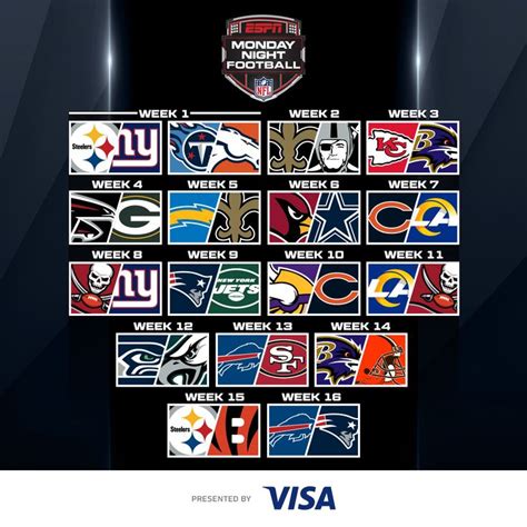 Pin By Piya Sfniners On 2020 Nfl Schedule Monday Night Football Nfl