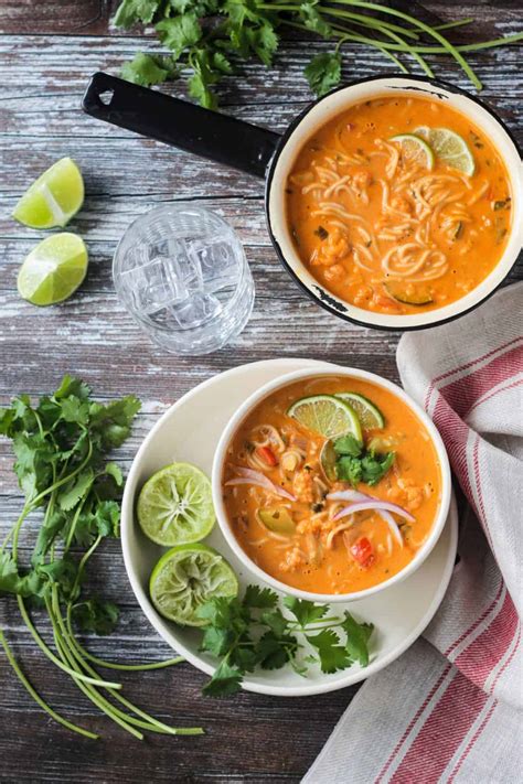 Vegan Red Curry Thai Noodle Soup Gluten Free Oil Free