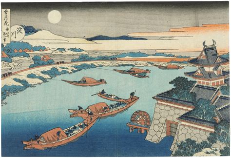 Katsushika Hokusai 17601849 Moonlight On The Yodo River Yodogawa