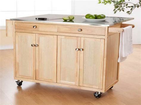 Wooden Portable Kitchen Island Wheels Studio Apartment Mobile Kitchen