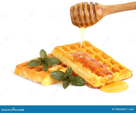 Waffle And Honey Stock Image Image Of Leaf Fruit Sweet 166263665
