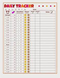 Printable Daily Tracker Page For Infant Or Baby Record Feedings