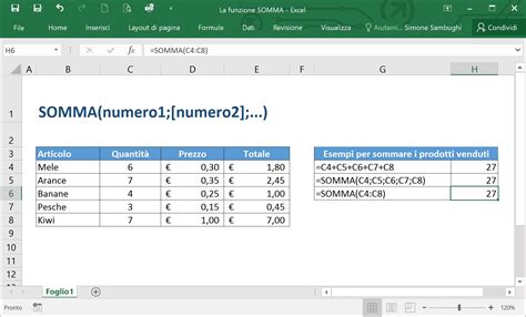 Come Usare La Funzione SOMMA Di Excel Excel Academy