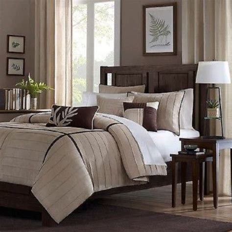Details About Beautiful Elegant Beige Tan Brown Stripe Modern Comforter