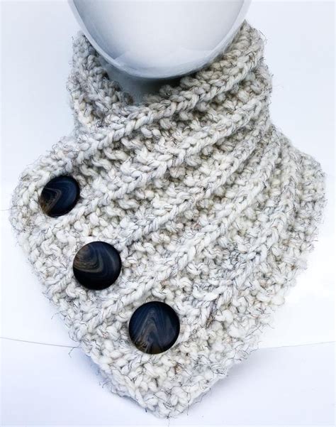 Hand Knit Neck Warmer Neck Warmer With Buttons Button Cowl Etsy